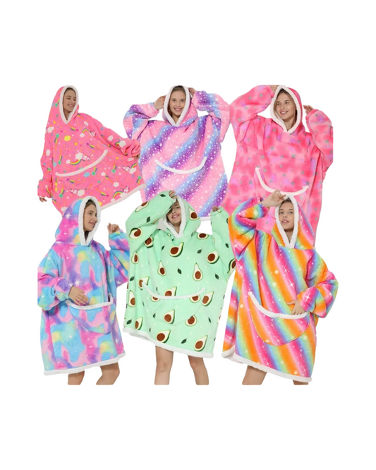 Women'S Wearable Blanket Hoodie Cozy Wearable Blanket with Pocket