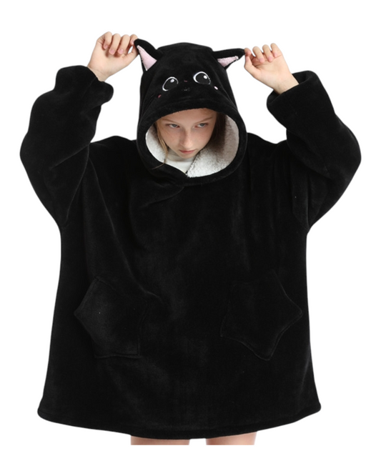 Oversized Fluffy Oodie with Animal Design