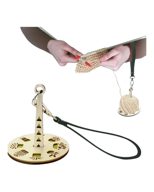 Wooden Patterned Wrist Yarn Holder