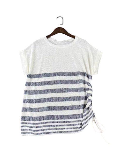 Striped Casual Short Sleeve Top - Women's Relaxed Fit T-Shirt
