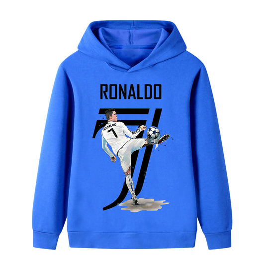 Ronaldo Soccer Graphic Kids Hoodie - Cotton Pullover Sweatshirt