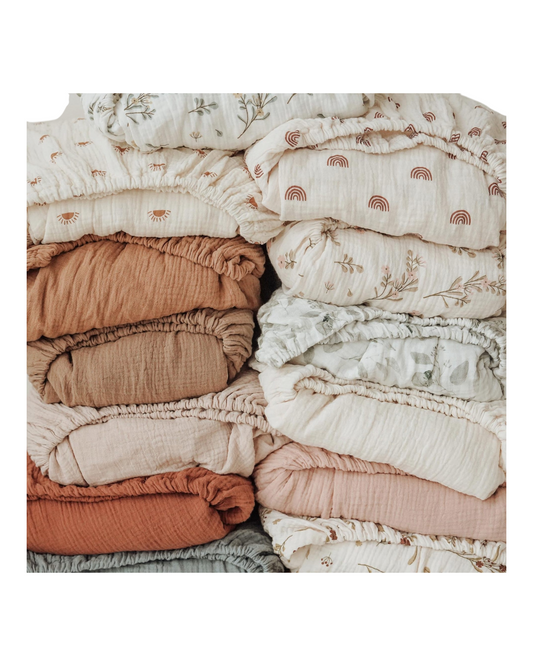 Two-Pack Set of Patterned and Plain Cotton Cot Sheets