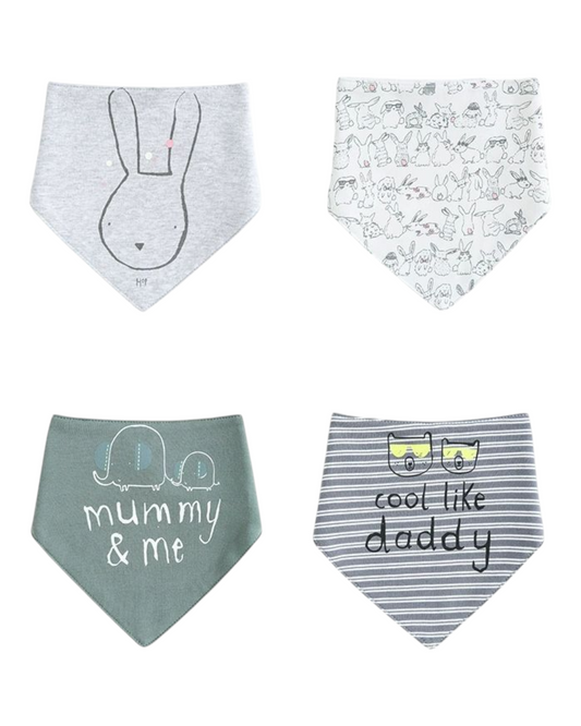 Two-Piece Baby Feeding Bibs Set with Design