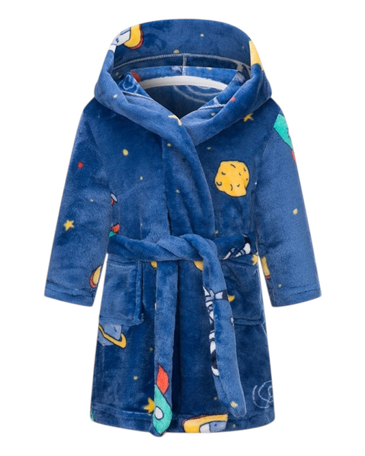 Boys' Fluffy Patterned Bath Robe