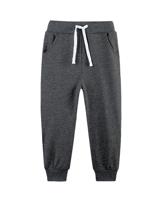 Unisex Kids Cotton Sweatpants with Elastic Waist & Pockets