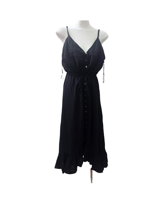 Romantic Ruffle Hem Black Midi