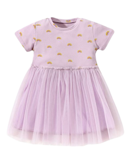 Purple T-Shirt Dress with Tulle Skirt