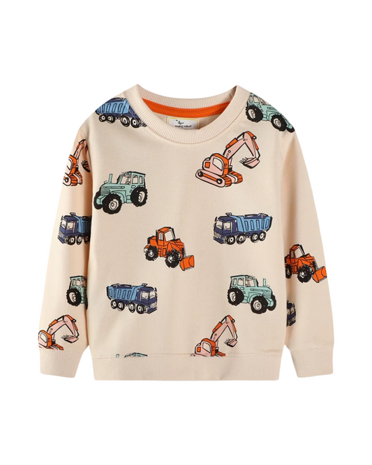 Soft Cotton Long Sleeve Kids Printed Crewneck Sweatshirt