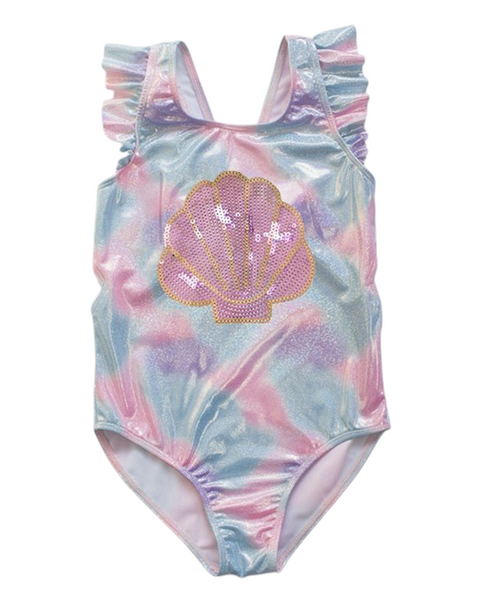Multi-Coloured One-Piece Swimsuit with Sequin Design
