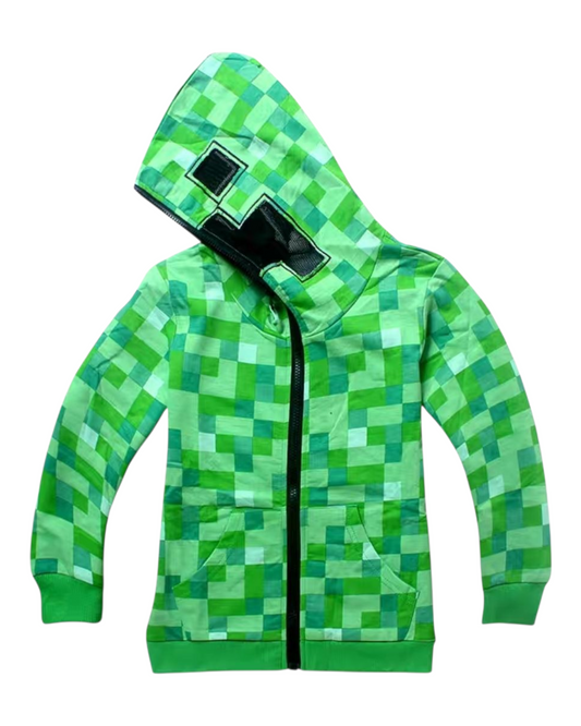 Green Minecraft Boys' Zip-Up Hooded Jacket