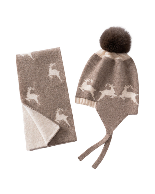 Cashmere Knit Winter Hat Scarf Set for Kids