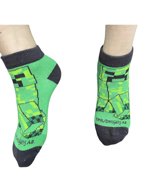 Minecraft Creeper Pixel Graphic Ankle Socks