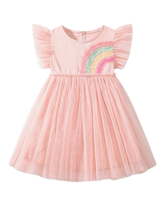 Pink Tulle Dress with Ruffles
