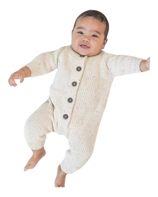 Cotton White Long-Sleeved Button-Up Baby Onesie