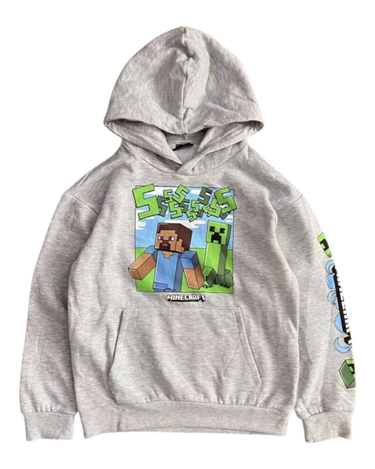 Grey Hoodie with Minecraft Design