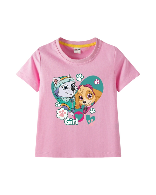 Paw Patrol Skye & Everest Short Sleeve Cotton Girls Graphic Tee