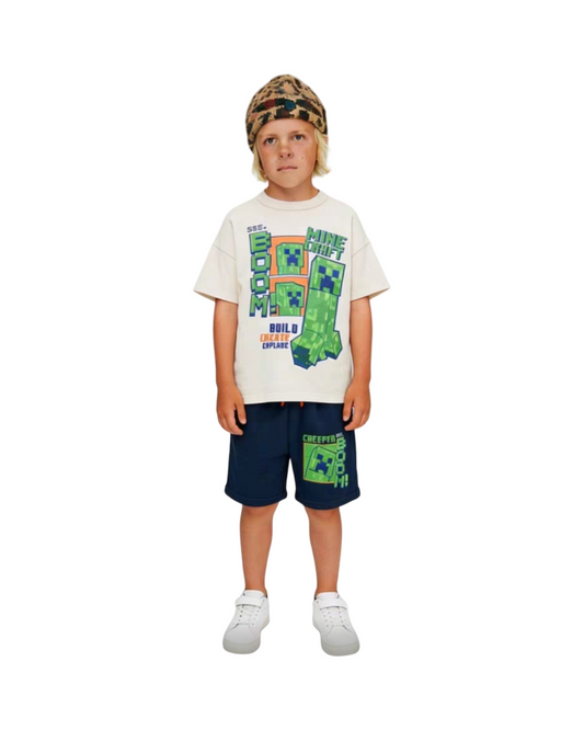 Minecraft Graphic Tee and Shorts Kids Matching Casual Playwear Set