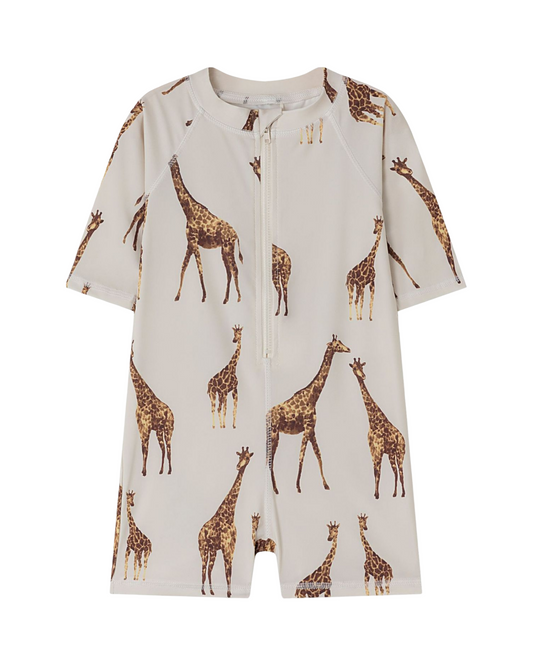 Rash Guard Short-Sleeve Romper for Boys with Round Neckline and Assorted Prints