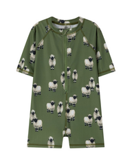 Rash Guard Short-Sleeve Romper for Boys with Round Neckline and Assorted Prints