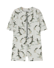 Rash Guard Short-Sleeve Romper for Boys with Round Neckline and Assorted Prints