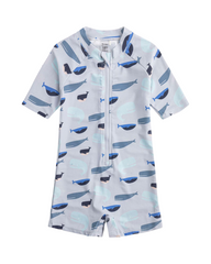 Rash Guard Short-Sleeve Romper for Boys with Round Neckline and Assorted Prints