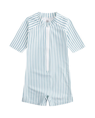 Rash Guard Short-Sleeve Romper for Boys with Round Neckline and Assorted Prints