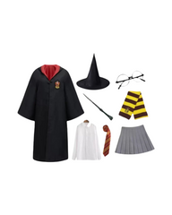 Hermione Ginger Cosplay Costume Set with Robe and Accessories for Girls and Women