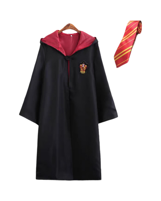 Wizard Cosplay Costume Robe Set for Boys and Men with Tie and Glasses