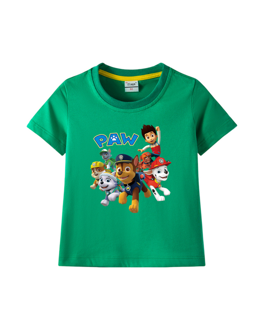 Cotton Kids' Cartoon Rescue Pup Graphic Print Short-Sleeve T-Shirt