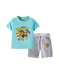Rescue Pups Graphic Kids Cotton Short Sleeve T-Shirt and Shorts Set