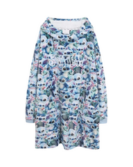 Oversized Character Fleece Hooded Blanket with Front Pocket and Long Sleeves