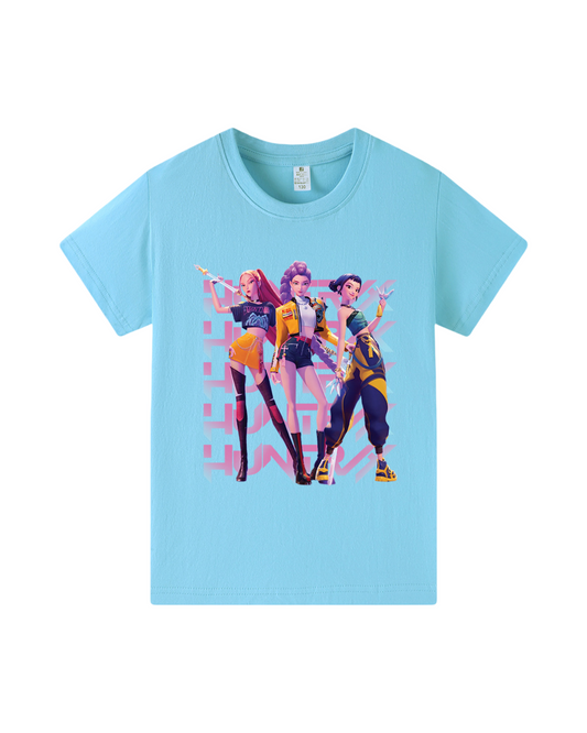 Kpop Cotton T-Shirt for Girls with Graphic Print