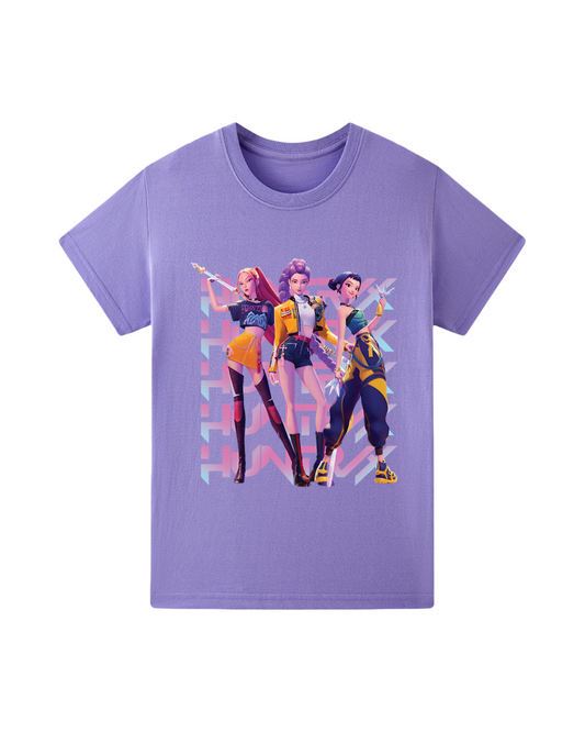 Kpop Cotton T-Shirt for Girls with Graphic Print