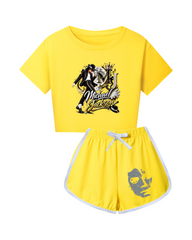King of Pop Graphic Top and Matching Shorts Set for Girls
