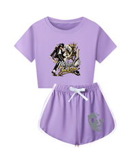 King of Pop Graphic Top and Matching Shorts Set for Girls