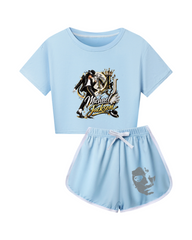 King of Pop Graphic Top and Matching Shorts Set for Girls