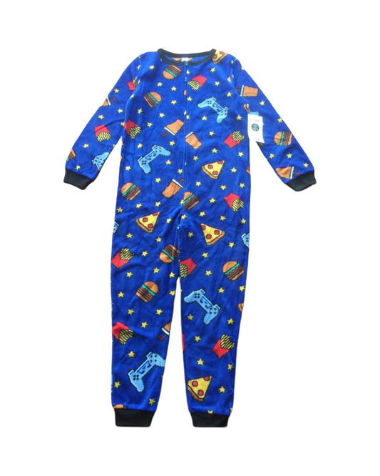 Gaming Controller & Fast Food Fleece One-Piece Loungewear Pajama