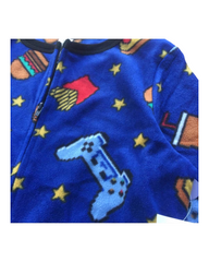Gaming Controller & Fast Food Fleece One-Piece Loungewear Pajama