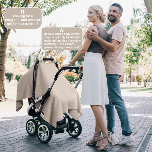 Cotton Blanket Cover for Baby Stroller with Velcro