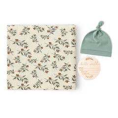 Newborn Cotton Wrap Blanket with a Hat and Card