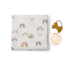 Newborn Cotton Wrap Blanket with a Hat and Card