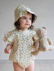 Ruffled Toddler Romper with Flower Pattern