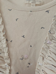 Cotton Cream Dress with Flower Pattern