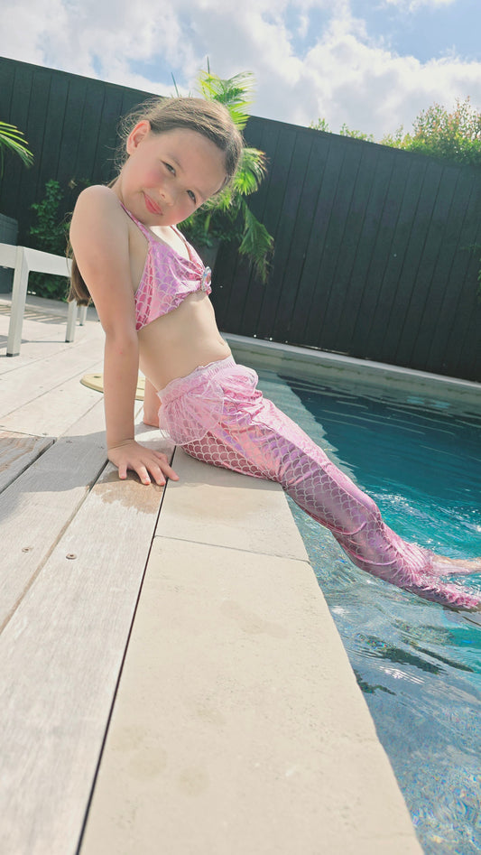 Three-Piece Mermaid Swimwear with Scale Pattern