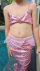 Three-Piece Mermaid Swimwear with Scale Pattern