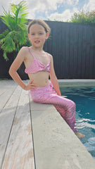 Three-Piece Mermaid Swimwear with Scale Pattern