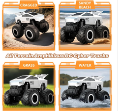 Remote Control Cybertruck Amphibious Toy car, 1:16 Scale Waterproofing Car Monster Truck Toys, 4WD All Terrain Off-Road Pickup with Rechargeable Battery, RC Cars