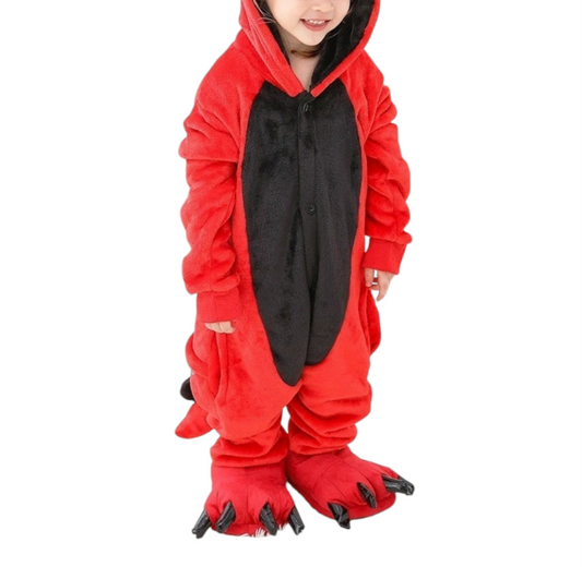 Dinosaur Patterned Hooded Kids Onesie