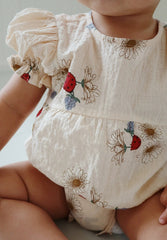 Cream Toddler Romper with Ladybird and Flower Pattern