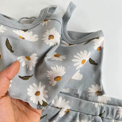Two-Piece Blue Floral Outfit Set